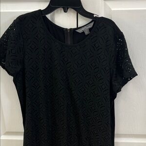 Market & Spruce Black Geometric Lace Blouse